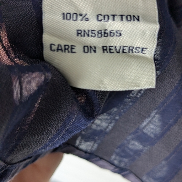 Faconnable Cotton Long Sleeve Purple And Blue Cotton Tonal Stripe Bib Tunic L - Picture 6 of 8